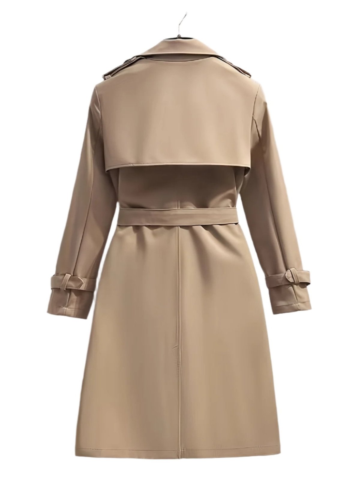 Kvinnors Trenchcoat Dubbel Rad Knapp med Bälte Polyester-2