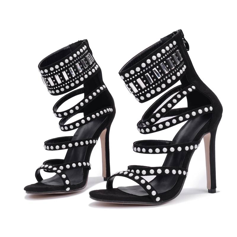 Dam Sandaler Ankelwrap Stiletto PU Läder Hög Klack-4