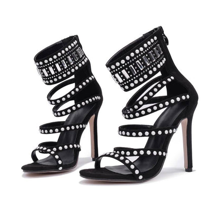 Dam Sandaler Ankelwrap Stiletto PU Läder Hög Klack-4