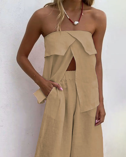 Dam Tvådelad Uppsättning Trendig Design Elastiskt Tyg-6