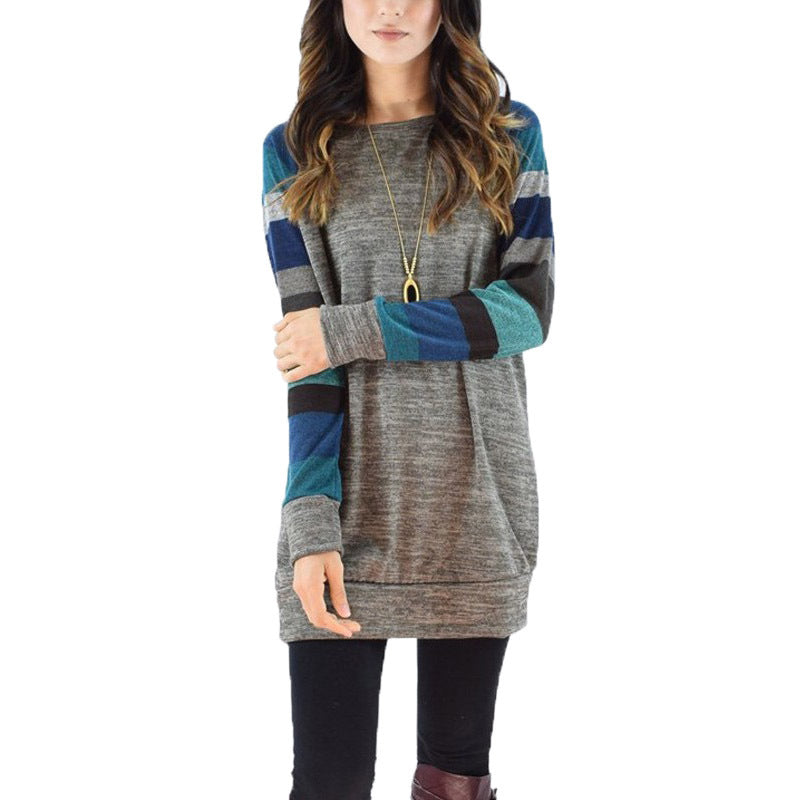 Herr T Shirt Randig Loose Fit Polyester Raglanärmar-2