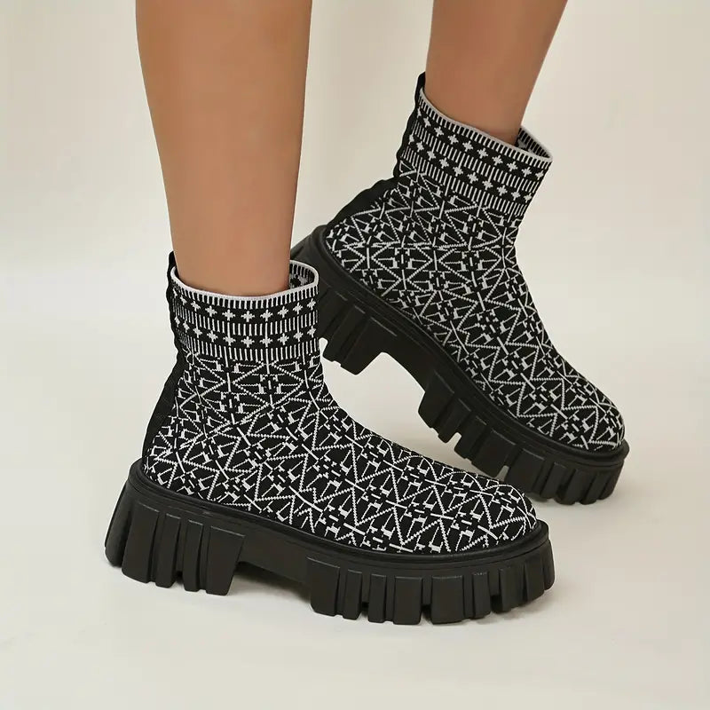 Variant image for Dam Plattformsstövel Geometrisk Design Syntetisk Material-1