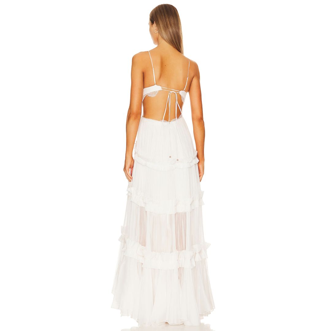 Damklänning Veckad Multilayer Halsringning Högkvalitativ Polyester-2