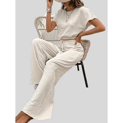 Dam Outfit Set Avslappnad Polyester Elastisk Midja-3