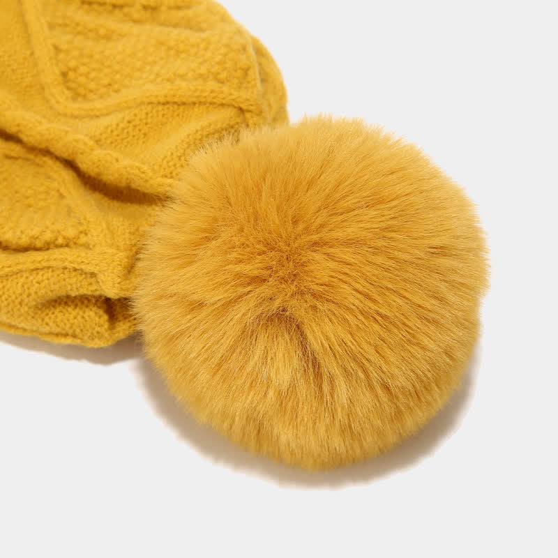 Kvinnors Stickat Tillbehörsset Hatt Halsduk Handskar Mjukt Material-3