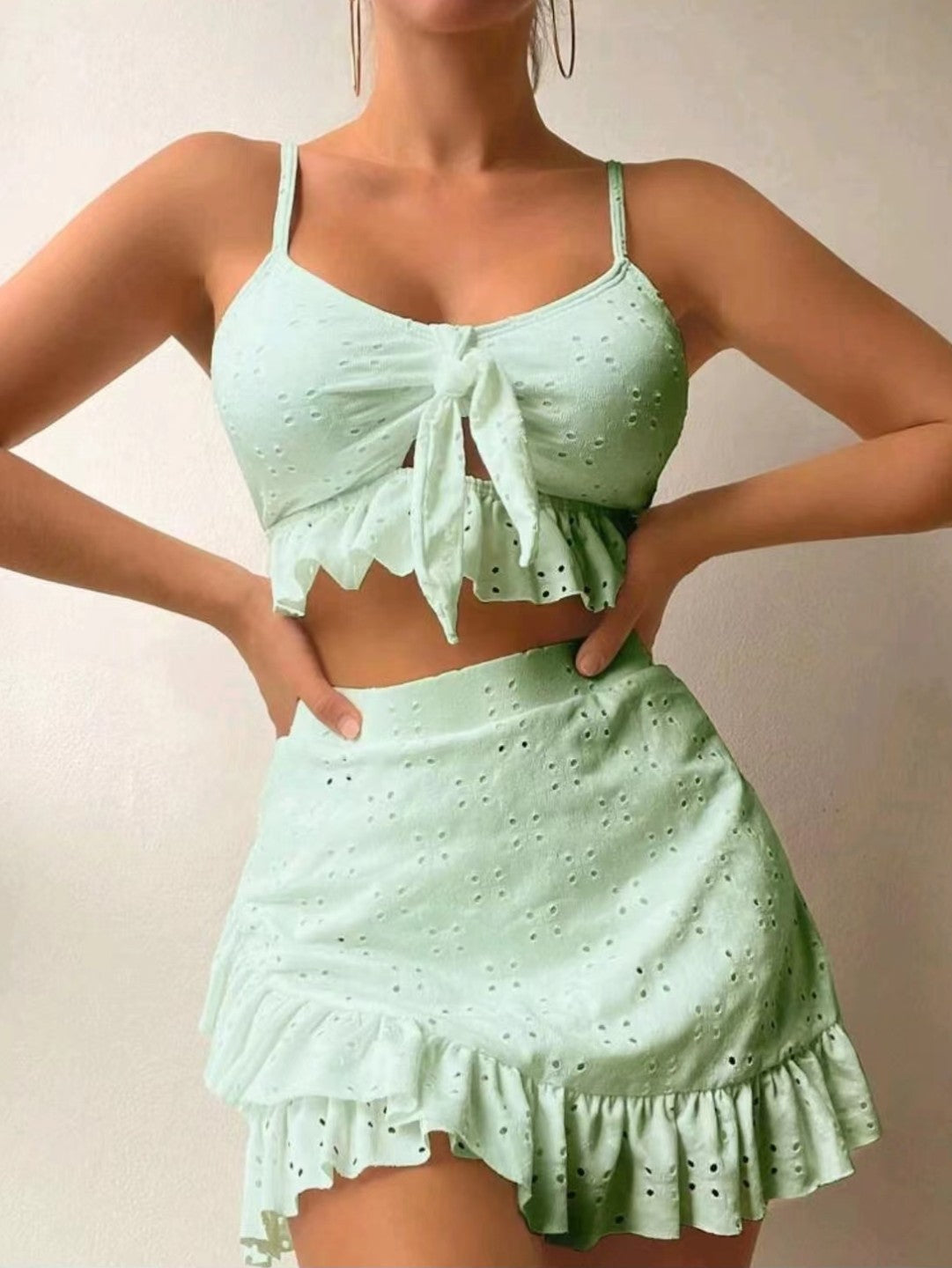 Variant image for Baddräkt Dam 3-delad med Ruffles och Rock i Högkvalitativ Polyester-25