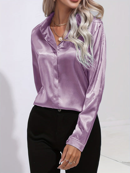 Variant image for Kvinnors Satin Blus Elegant Höststil Mjuk Satinblandning-21