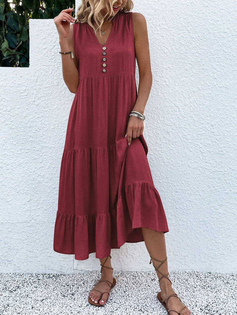 Variant image for Dam Smockklänning Boho Stil Polyester Ärmlös Elegant-22