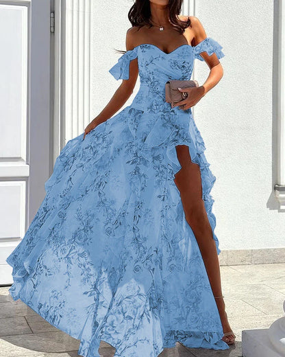 Dam Maxiklänning Blommig Asymmetrisk Sommar Lätt Tyg-3