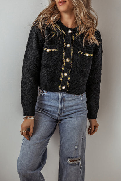 Dam Cardigan Glittrande Tyg med Höftfickor 4