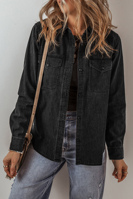 Dam Jeansjacka Vintage Stil 100% Bomull Avslappnad Passform 1
