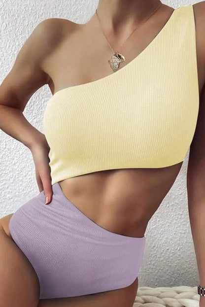Baddräkt Dam Utskuren Färgblock Slim Fit Elasthan-6