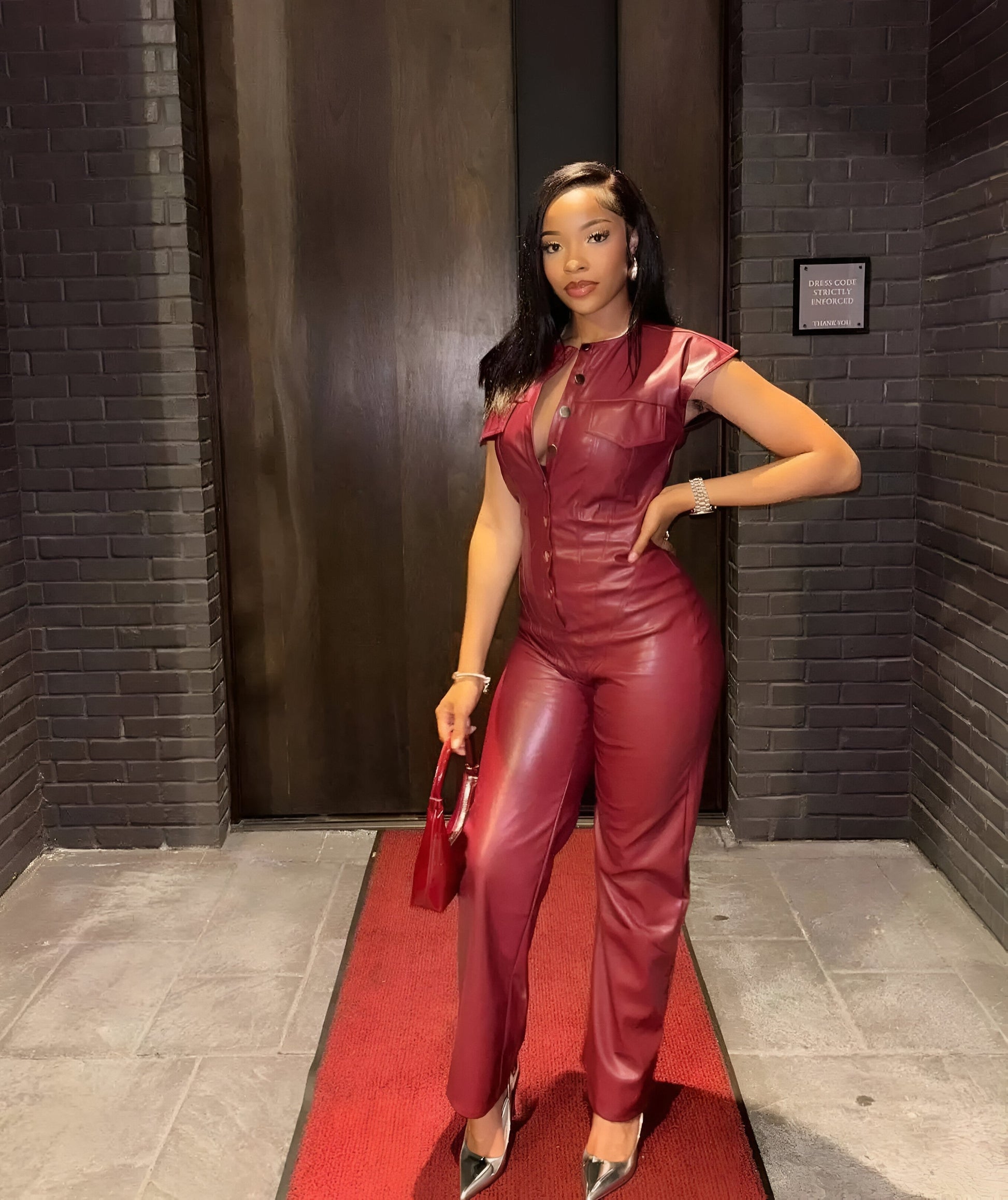 Dam Jumpsuit Rufsad Figurformande Polyester för Höst-3