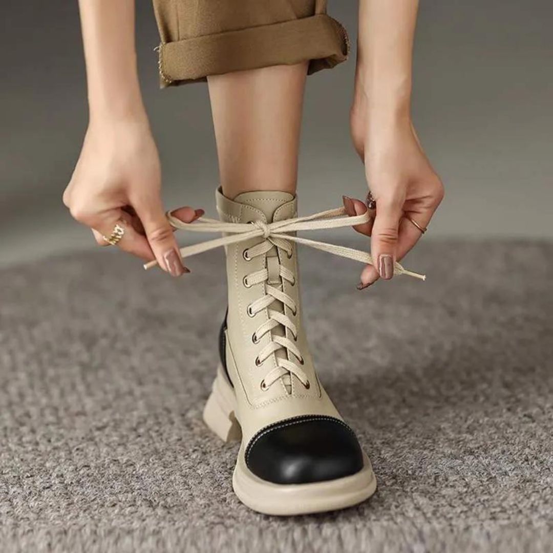 Dam Stövlar Runda Tå Mikrofiber med Dragkedja och Gummisula 4