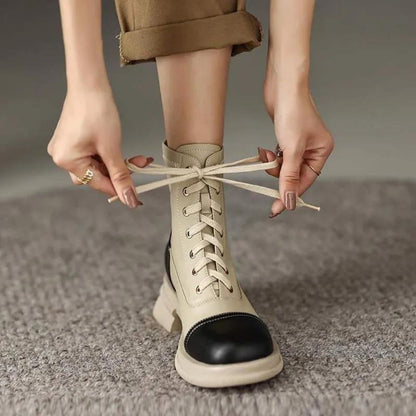 Dam Stövlar Runda Tå Mikrofiber med Dragkedja och Gummisula 4