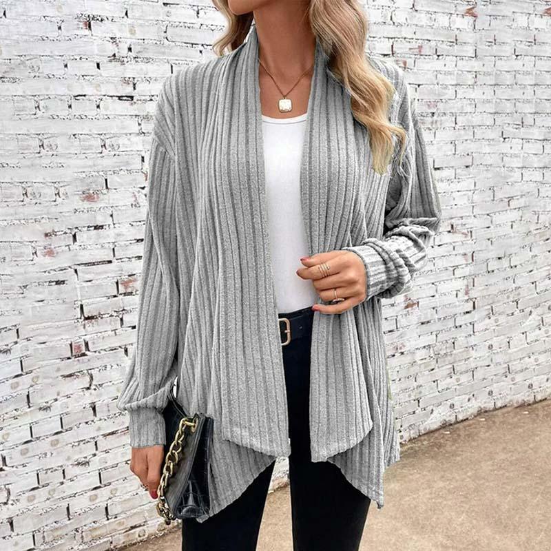 Variant image for Kvinnors Öppen Jacka Ribbad Akryl-11