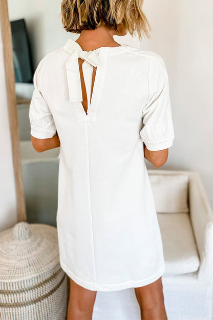 Kvinna Mini Skiftklänning Korta Ärmar Bomull Polyester-5