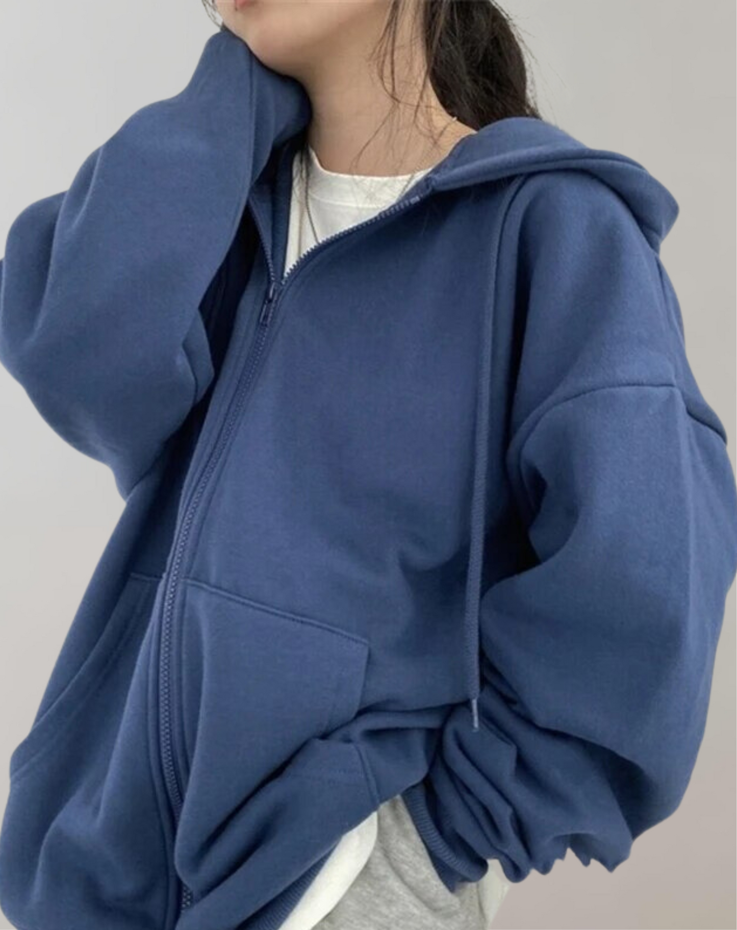 Variant image for Dam Tröja Retro Zipper Mjuk Tyg Överdimensionerad-1