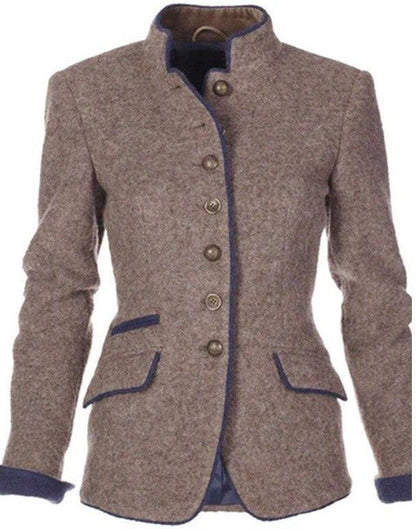 Dam Blazer Elegant Ull Figursydd Klassisk Design-1