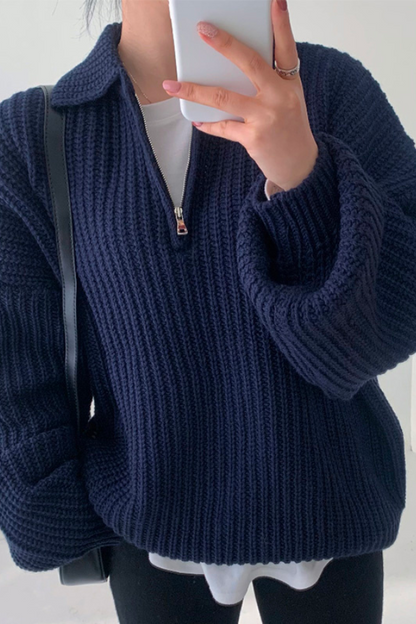 Herrpullover Dragkedja Mjuk Fleece Avslappnad Snitt-1