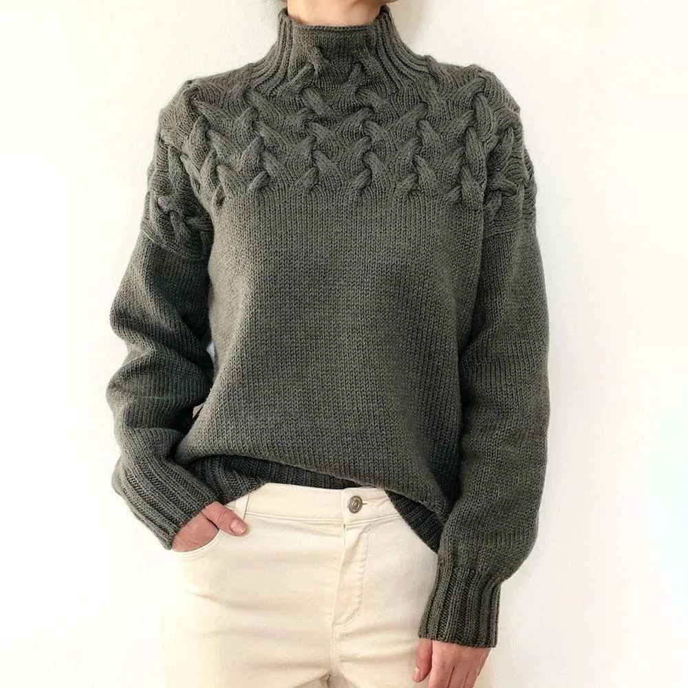 Dam Turtleneck Tröja Löst Snitt 3D-Struktur Akryl 15