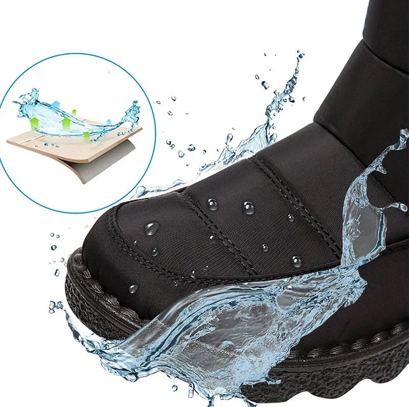 Fodrade Vinterstövlar Dam Vattentåligt Material med Halkfria Sulor 2