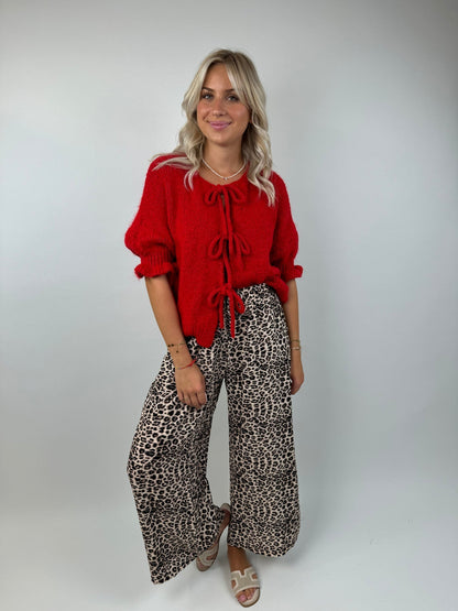 Kvinnors Cardigan Med Bindande Band Polyester-6