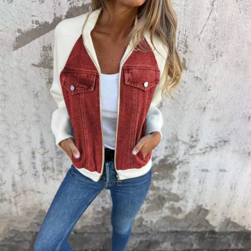 Variant image for Damjacka i Denimstil Avslappnad Bomullsblandning med Fickor-57