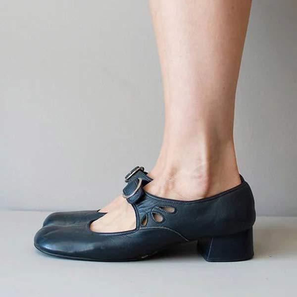 Damen Sandalen aus Leder mit Niedrigem Keilabsatz und Schnallen – Monochrom, Komfortabel und Elegant 4