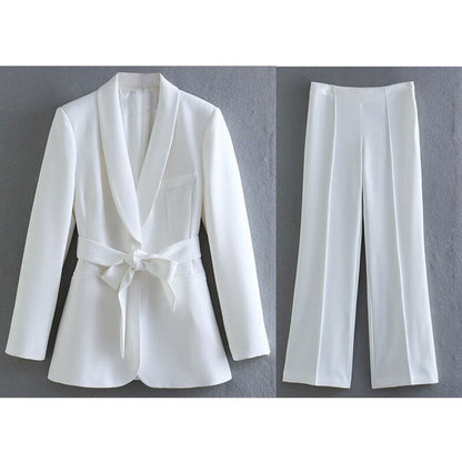 Kostym för Kvinnor 2-delad Blazer och Byxor i Polyester och Elastan – Elegant och Tidlös Design 9