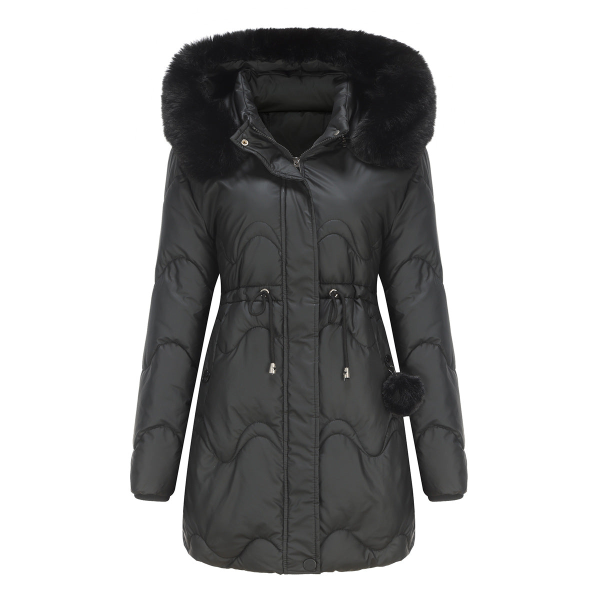 Kvinnors Parka Kappa Avtagbar Huva Polyester 6