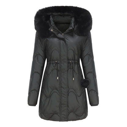 Kvinnors Parka Kappa Avtagbar Huva Polyester 6