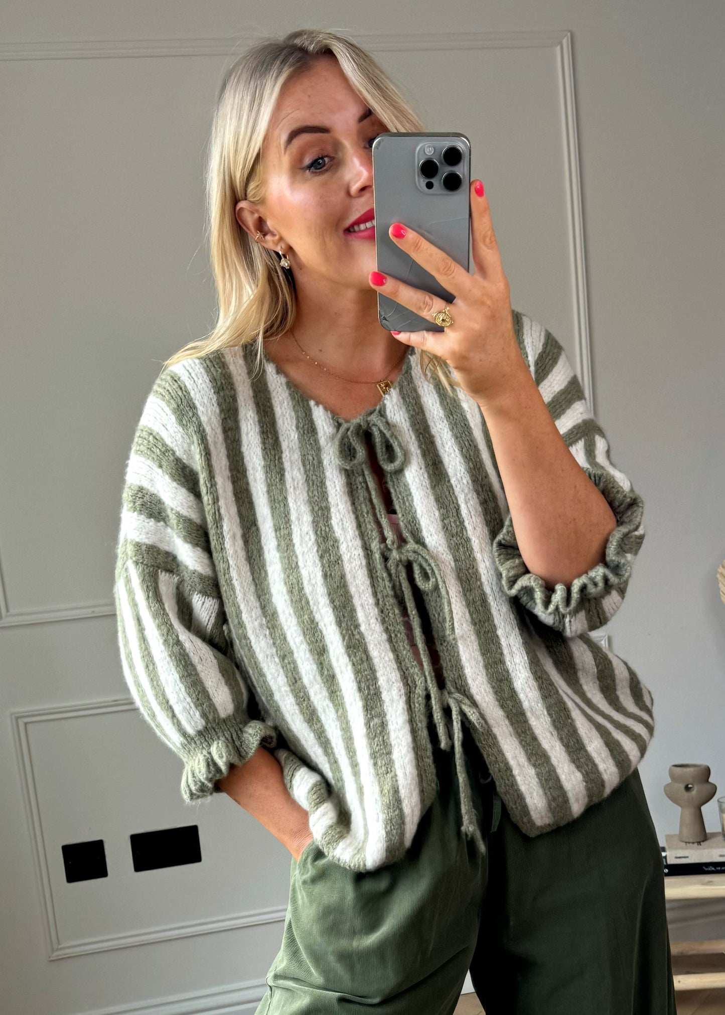 Dam Tröja Tvåfärgad Vertikalt Randig Polyester-4