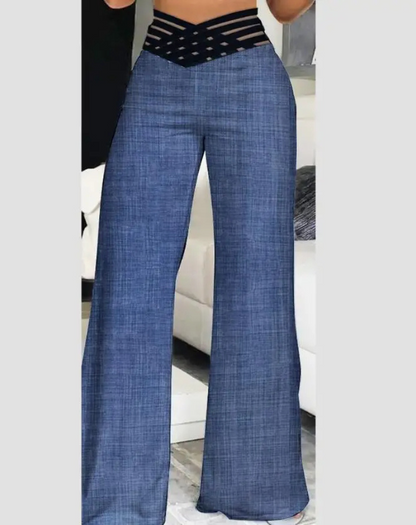 Snygga Byxor Dam Hög Midja Korsad Design Högkvalitativt Tyg 3