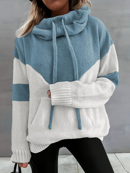 Variant image for Dam Färgblock Hoodie Justerbar Huva Hållbart Tyg-5