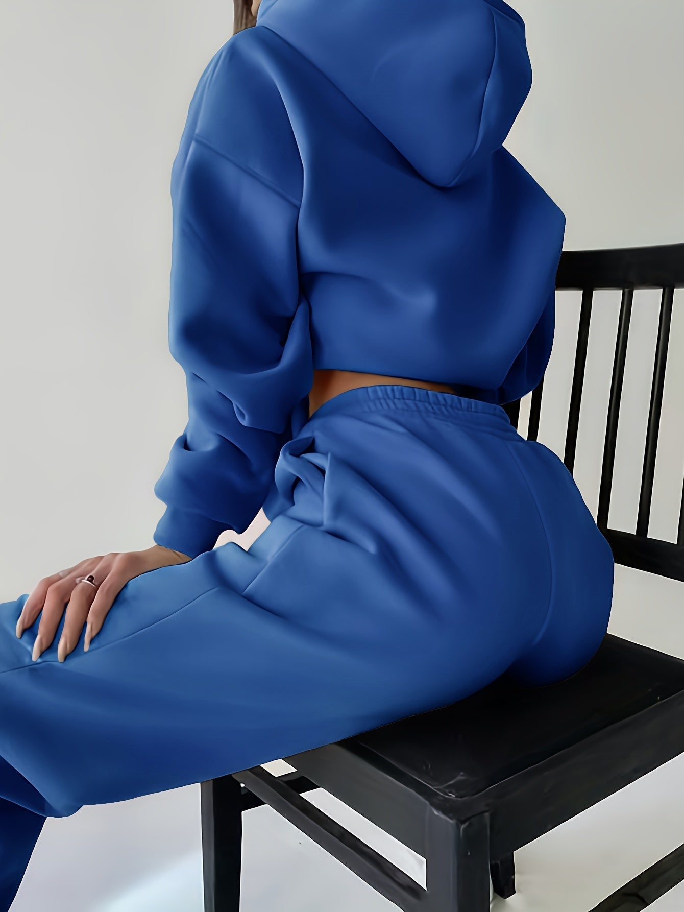Tvådelat Set Dam Hoodie och Joggingbyxor Mjukt Material Trendig Design-3
