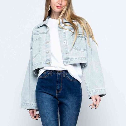 Dam Denimjacka i Högkvalitativ Denim med Klassisk Krage – Modern och Mångsidig Passform för Alla Tillfällen 8