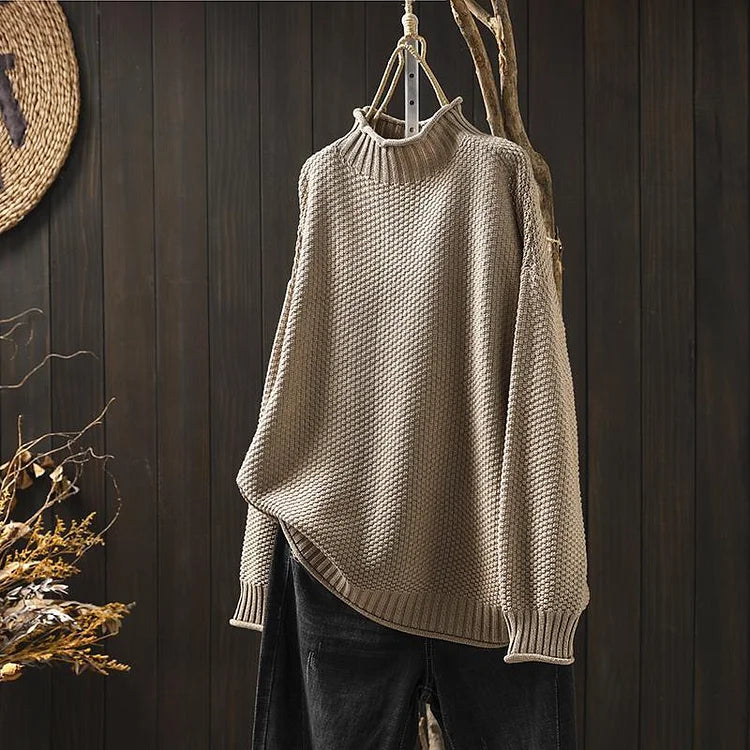 Dam Rullkrage Tröja Långärmad i Akrylpolyester – Mångsidig och Bekväm för Kyliga Dagar, Flera Färger 13