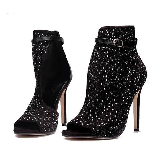Kvinnor Stiletto Skor Gladiator PU med Strass och Spänne-1