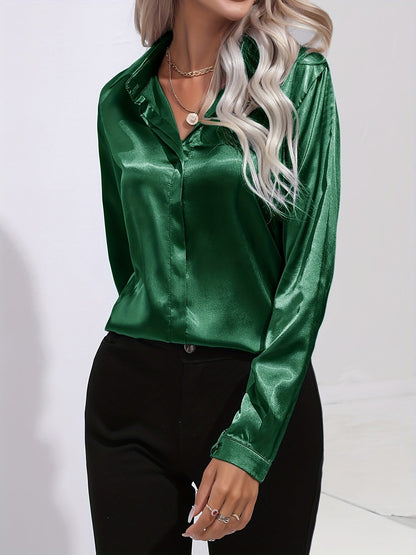 Variant image for Kvinnors Satin Blus Elegant Höststil Mjuk Satinblandning-26