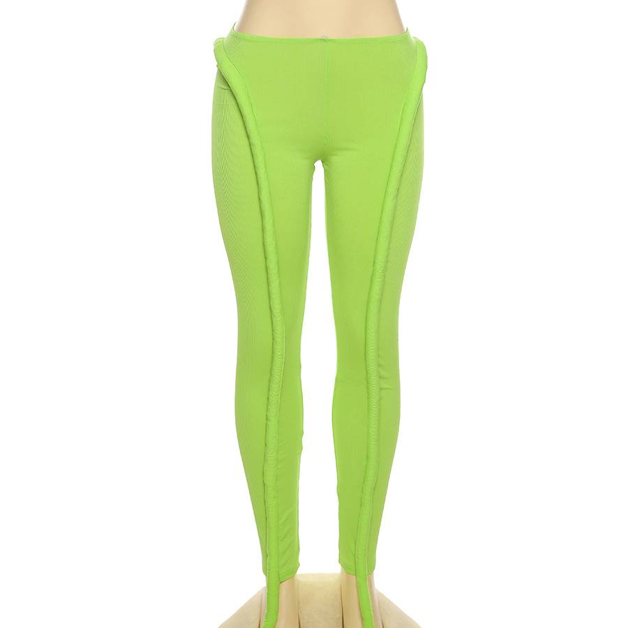 Dam Byxor Mager Passform Lång Skärning med Resår i Midjan-4