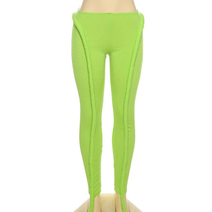 Dam Byxor Mager Passform Lång Skärning med Resår i Midjan-4