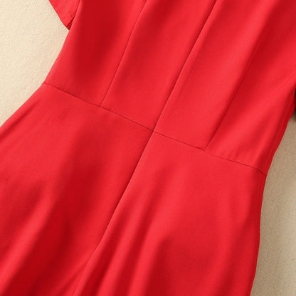 Kvinnors Rund Klänning Blommönster Bomull Polyester-3