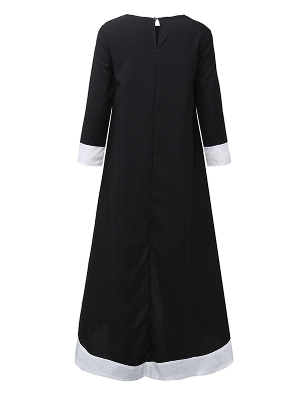 Damklänning Asymmetrisk Långärmad Randig Polyester 2