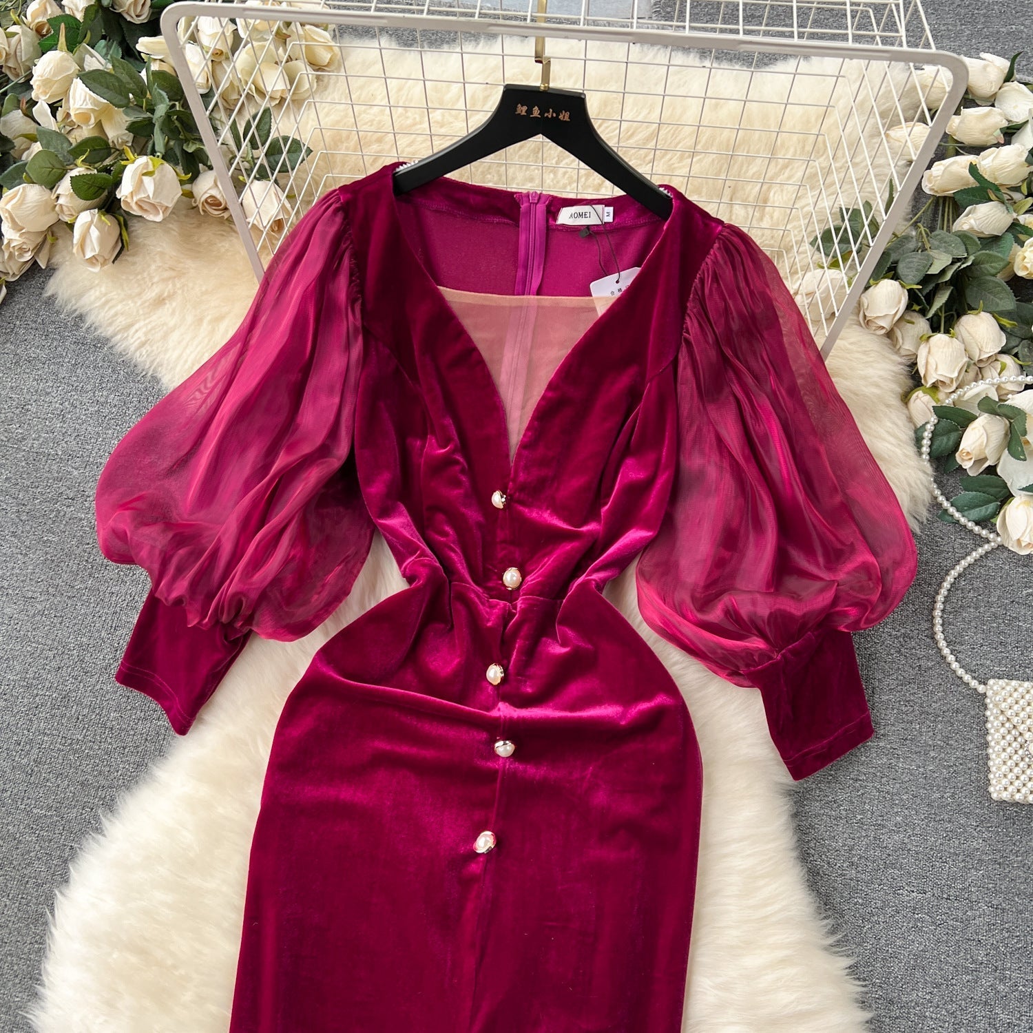 Maxi Klänning Dam Retro Stil Polyester Ärmlös Elegant 2
