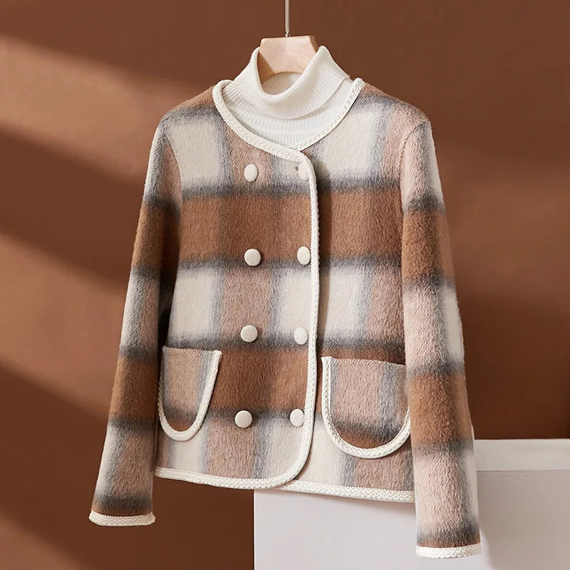 Kvinnors Kort Ulljacka Elegant Stil 100% Ull-3