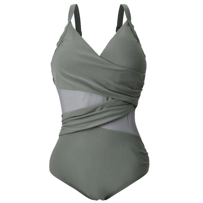 Dam Monokini Baddräkt Enfärgad Plusstorlek Spandex-1