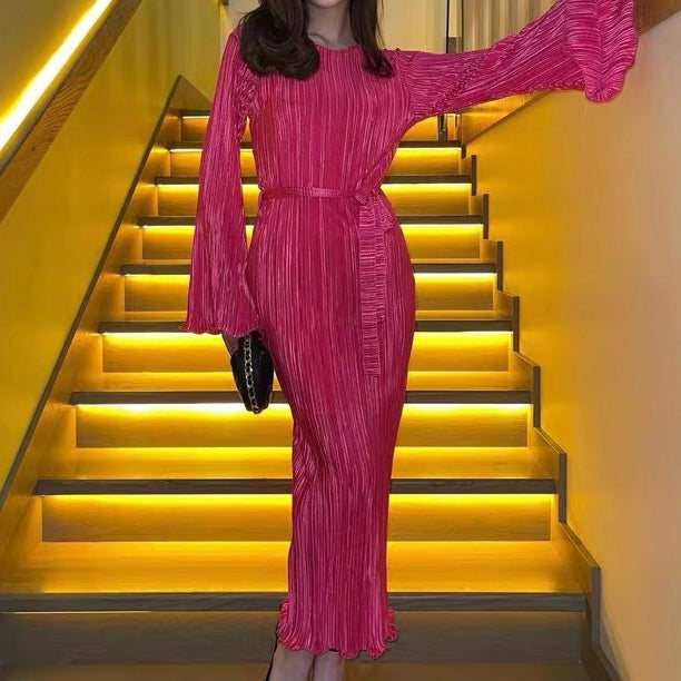 Variant image for Kvinna Lång Klänning Veckad Polyester-1