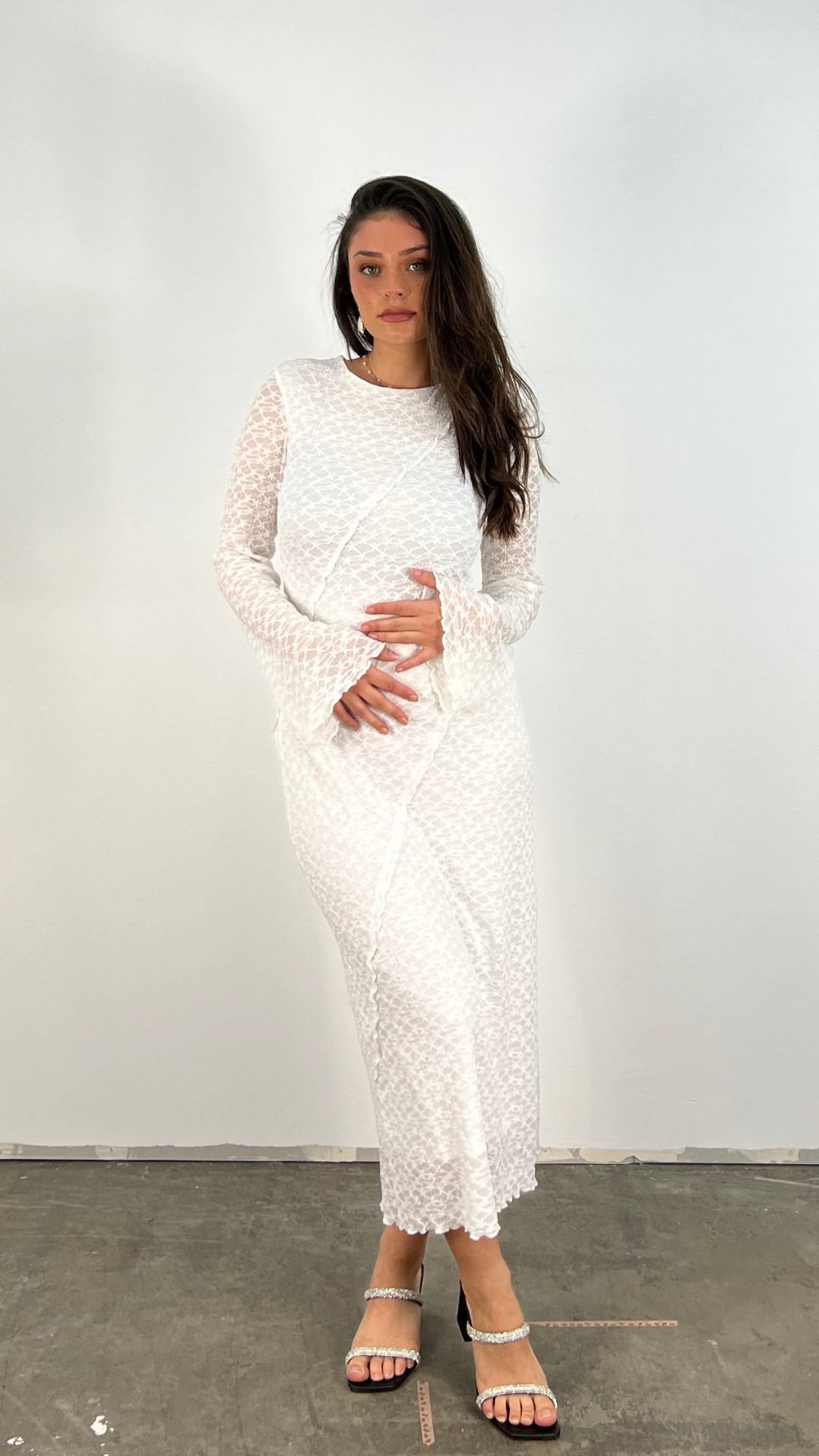 Fina Dam Klänningar Långärmad Ogenomskinlig Polyester Snäv Passform-4