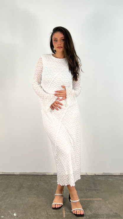 Fina Dam Klänningar Långärmad Ogenomskinlig Polyester Snäv Passform-4